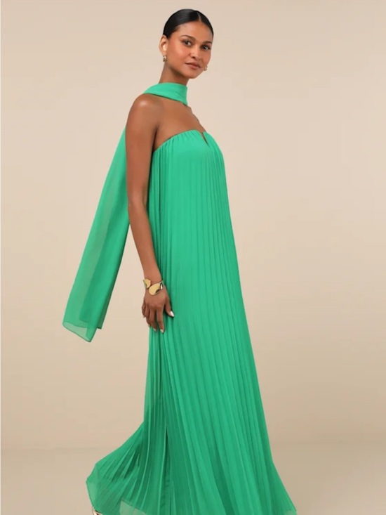 Lulus Dresses & Skirts - NWT! Lulus Lael Green Pleated Strapless Dress and Scarf Set. Medium. All defect